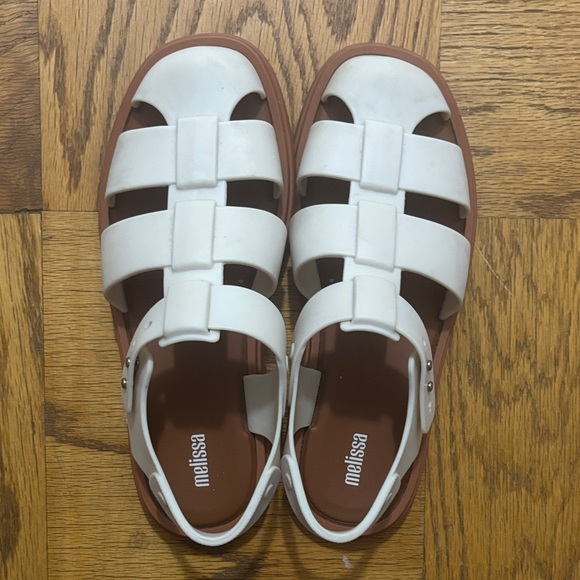 Melissa White and Tan Sandals - Picture 1 of 3